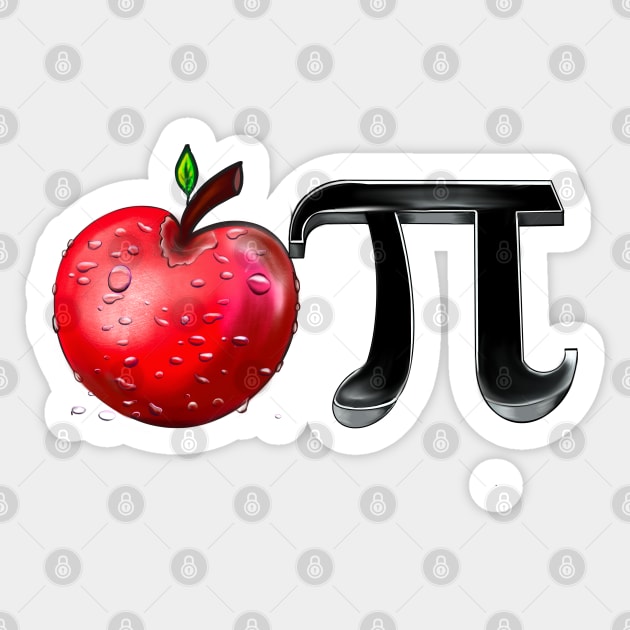 Apple Pi - physics mathematics humor humour pun gift for teacher student maths science lover. Mathematical constant pi in 3d Sticker by Artonmytee